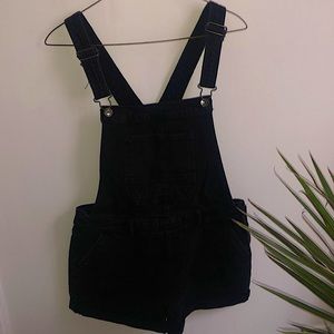 Black overall shorts
